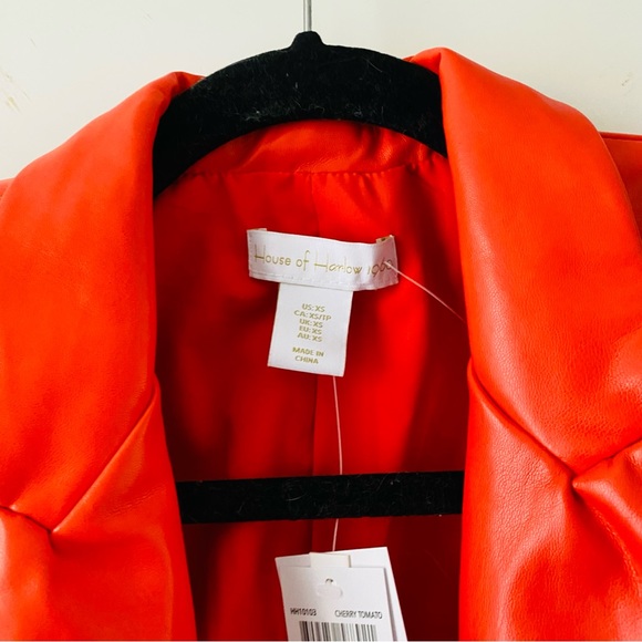 House of Harlow orange faux leather blazer jacket oversized NWT XS and small - Picture 6 of 10